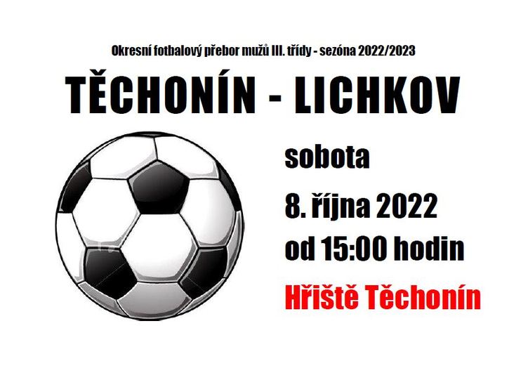 Plakát fotbalové utkání Těchonín vs Lichkov