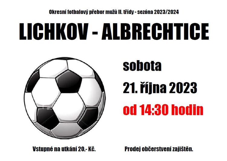 Plakát fotbalové utkání Lichkov vs Albrechtice u Lanškrouna.JPG